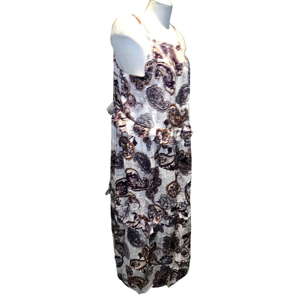 Band of the Free Liliane Paisley Tiered Maxi Dress Sz Small Purple & Cream - Picture 6 of 10